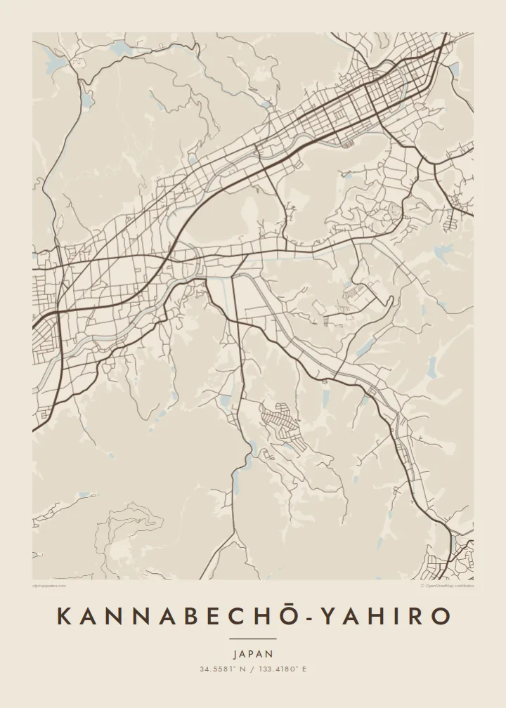 Kannabechō-yahiro map poster — Sand style