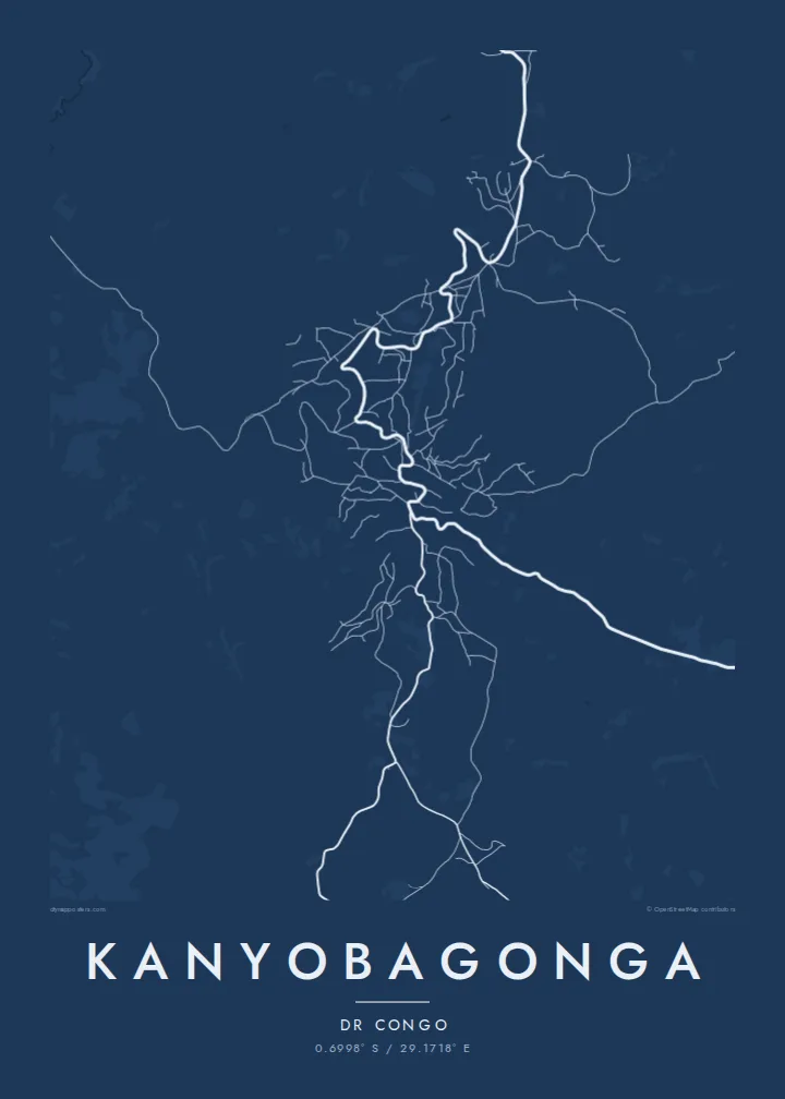 Kanyobagonga map poster — Blueprint style