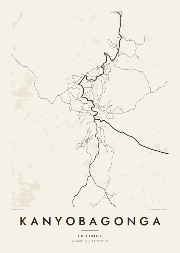 Kanyobagonga map poster — Paper style