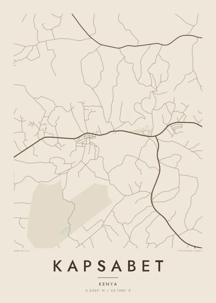 Kapsabet map poster — Sand style