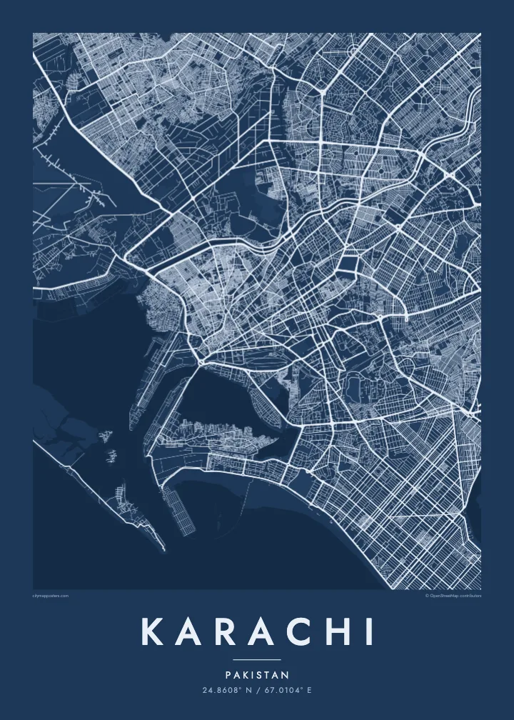 Karachi map poster — Blueprint