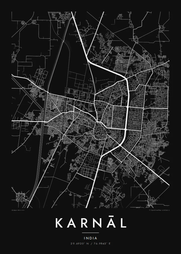 Karnāl map poster — Noir