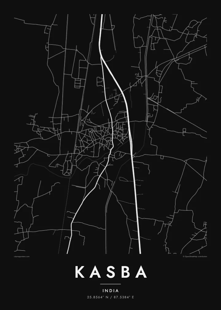 Kasba map poster — Noir