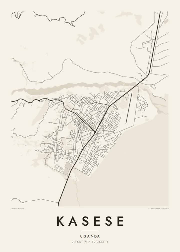 Kasese map poster — Paper style