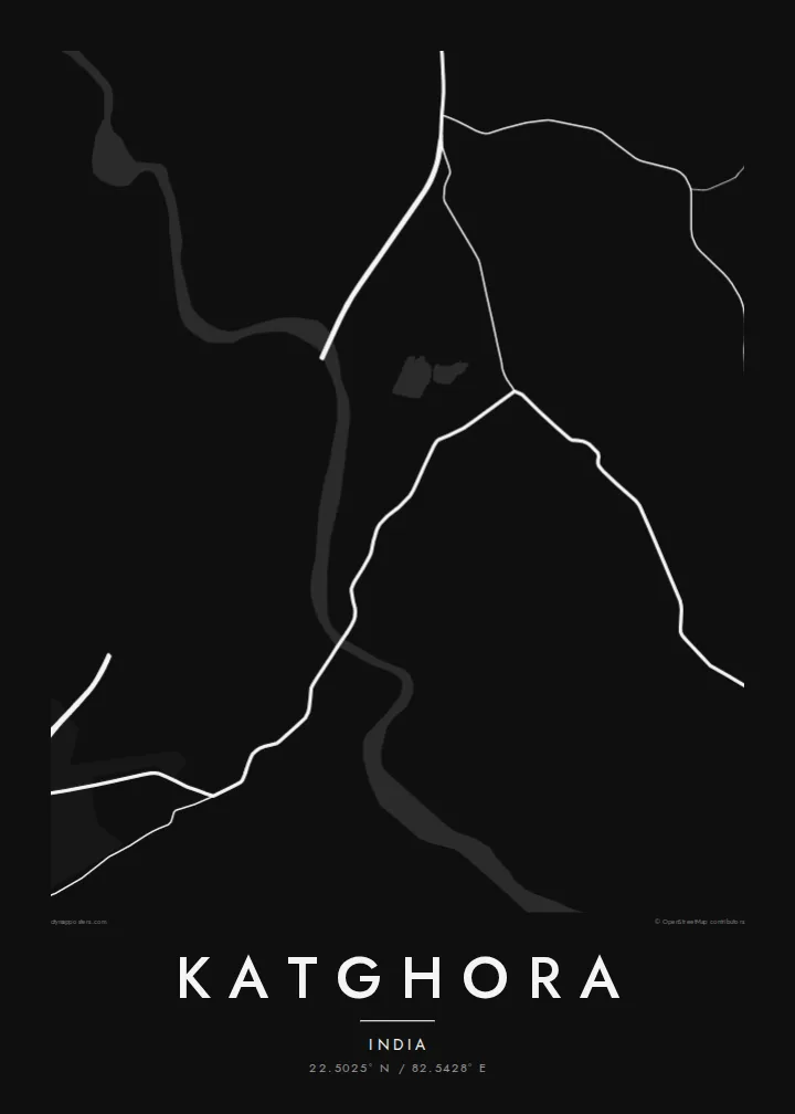 Katghora map poster — Noir
