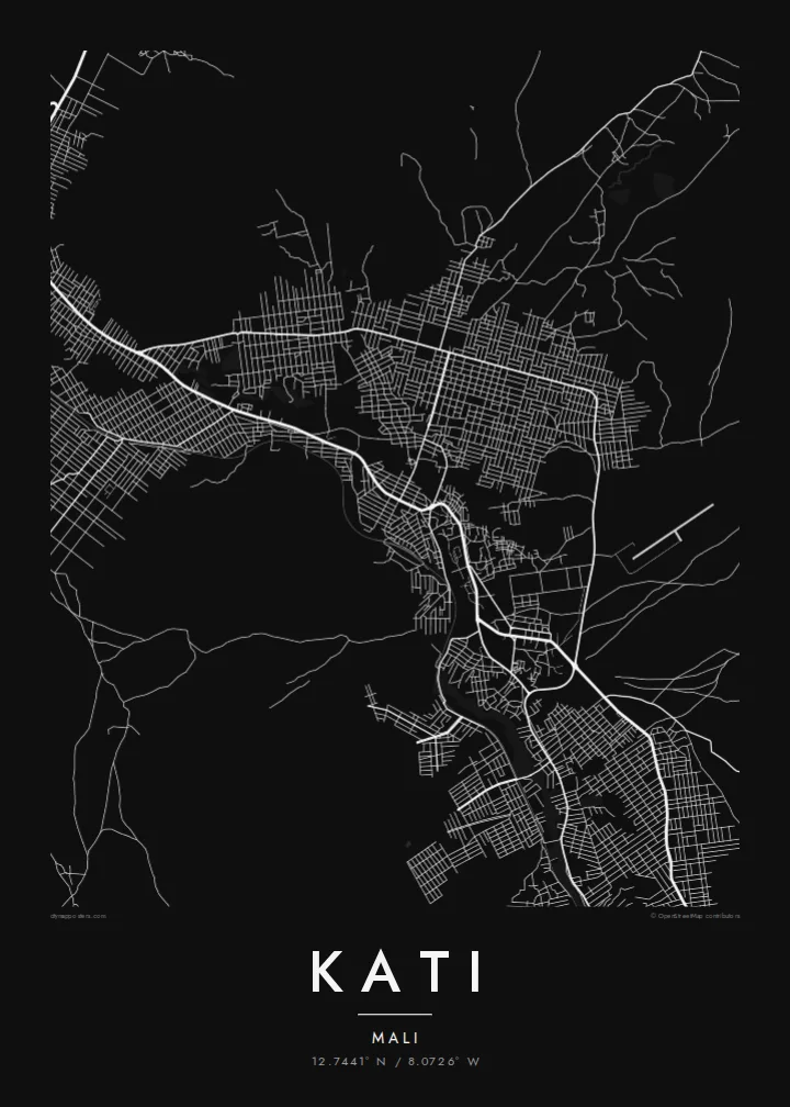 Kati map poster — Noir