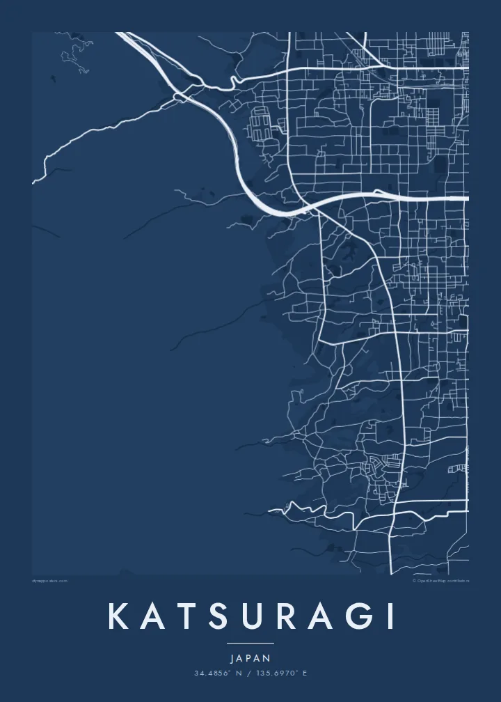 Katsuragi map poster — Blueprint style