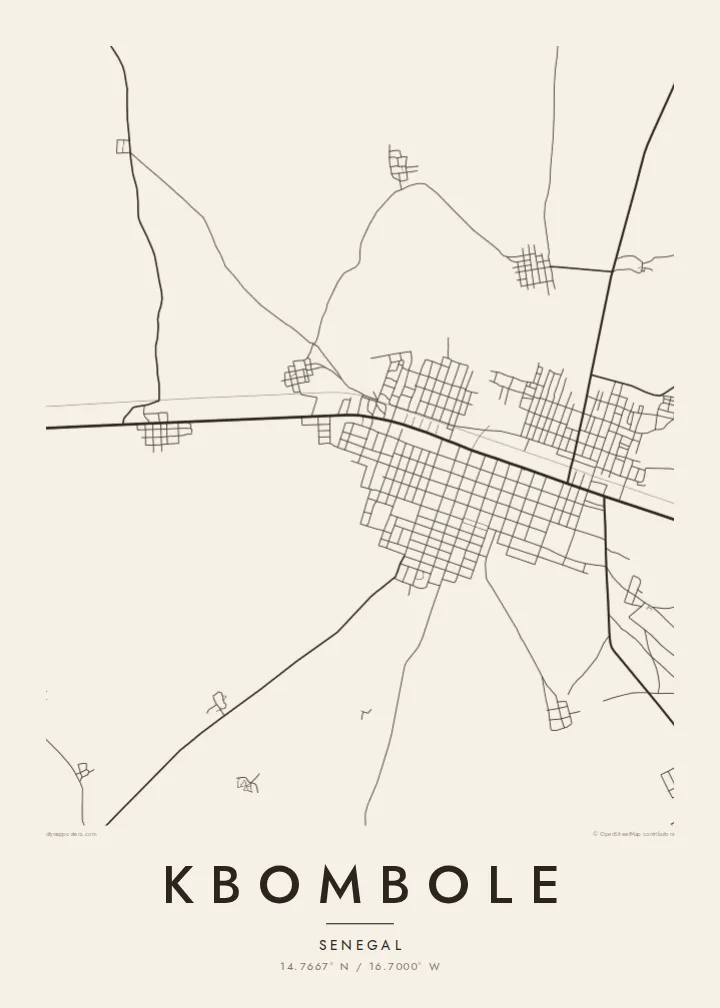 Kbombole map poster — Paper style