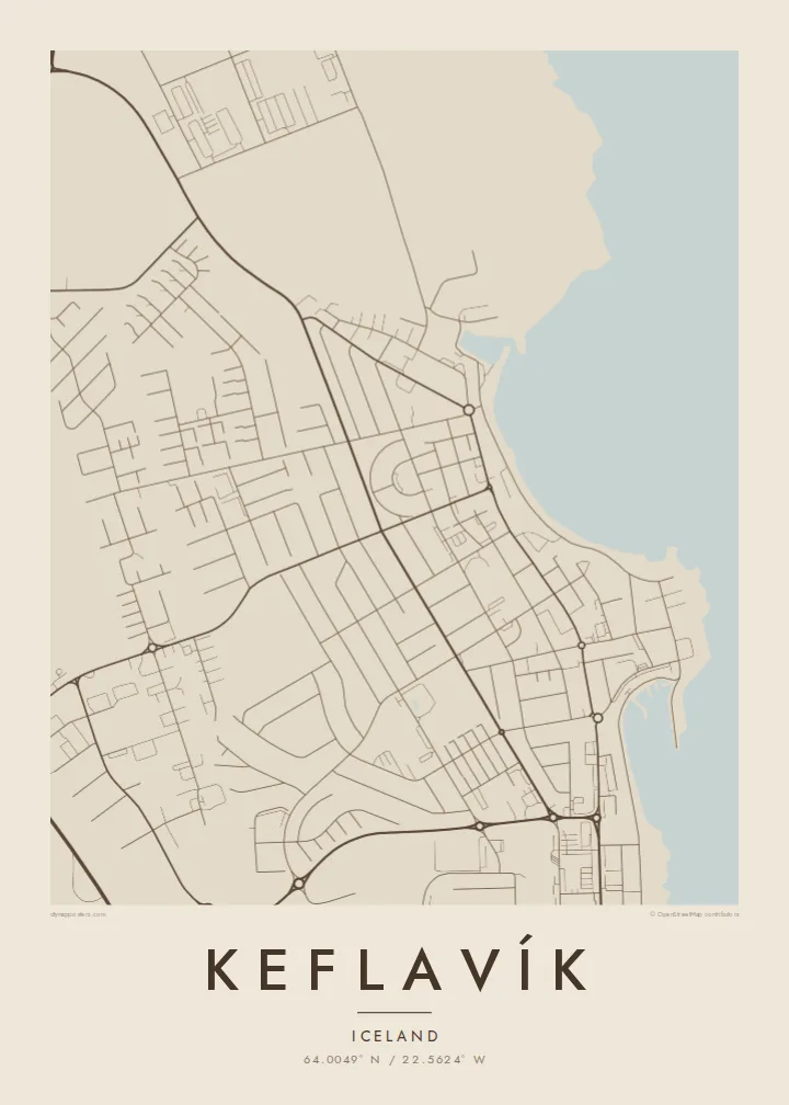 Keflavík map poster — Sand style