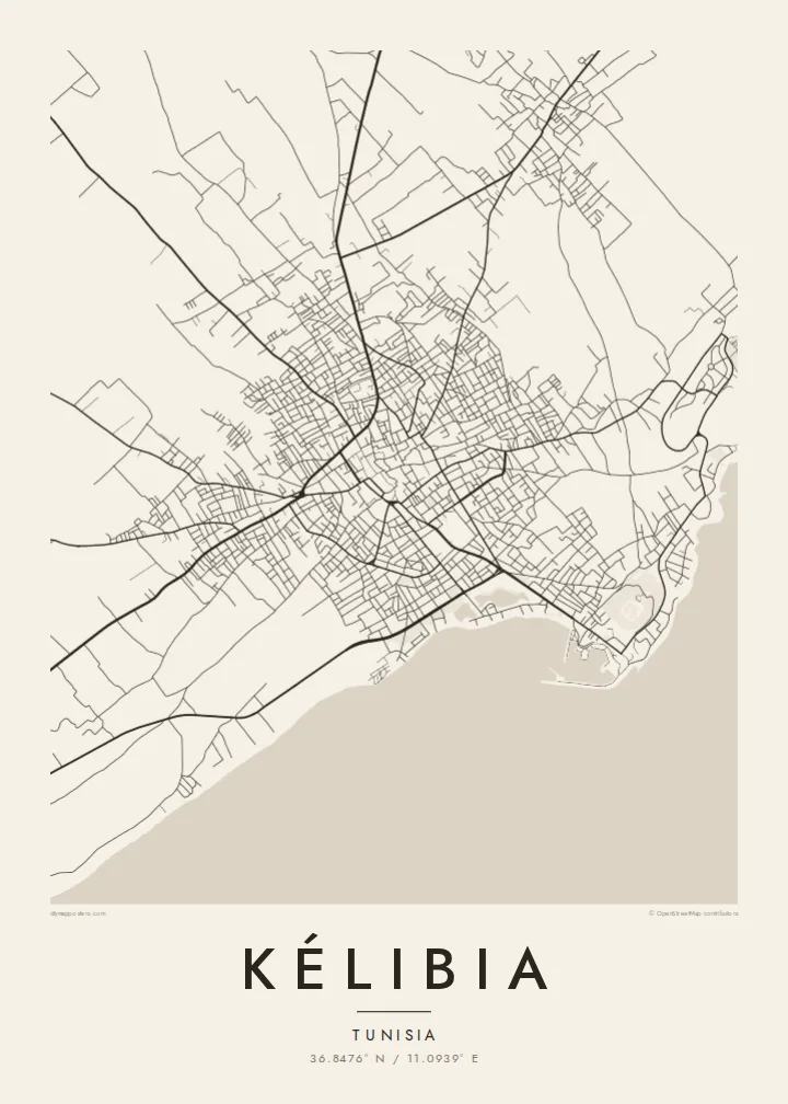 Kélibia map poster — Paper style