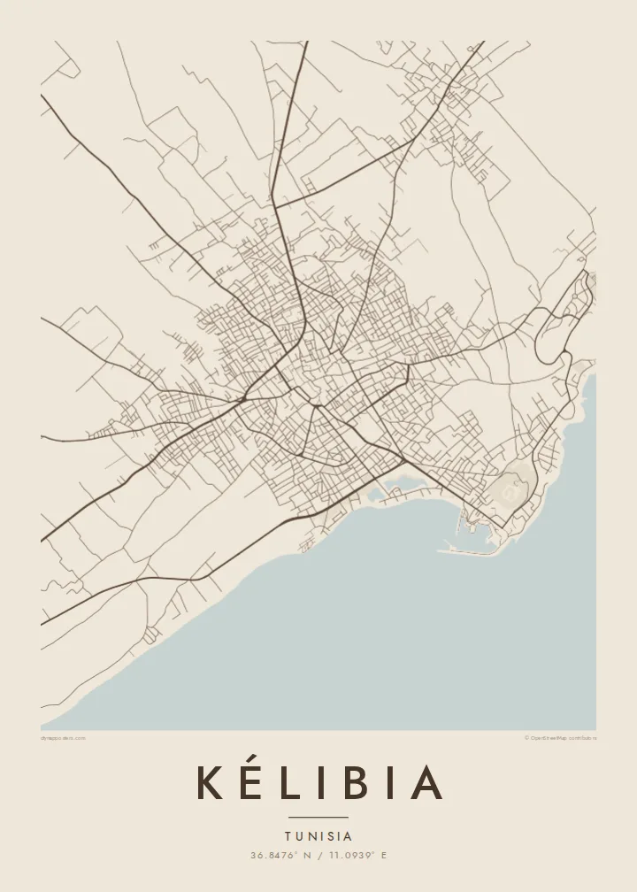 Kélibia map poster — Sand style