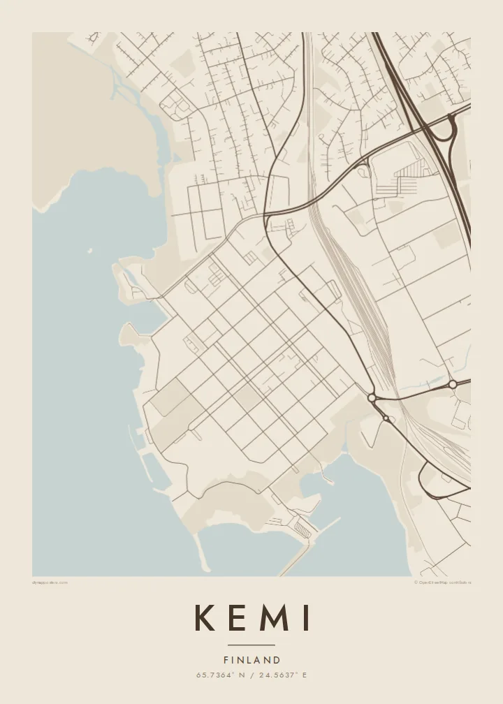 Kemi map poster — Sand