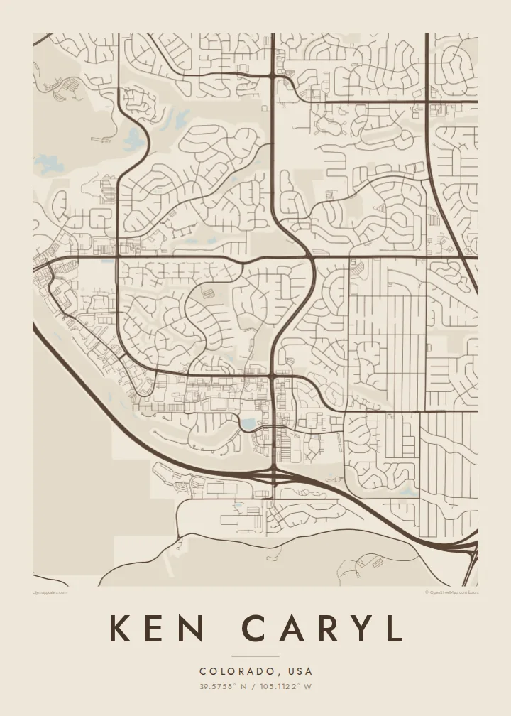 Ken Caryl map poster — Sand style