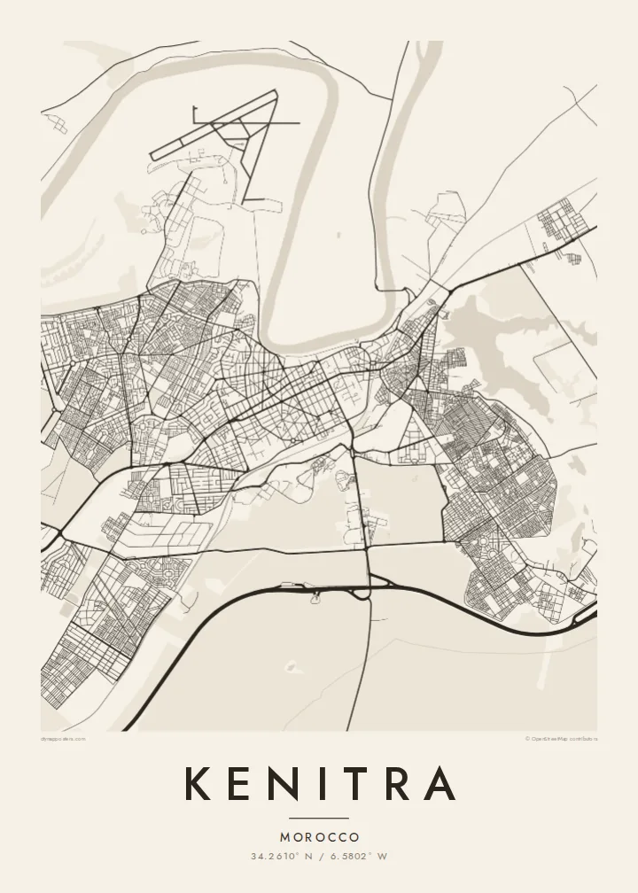 Kenitra map poster — Paper