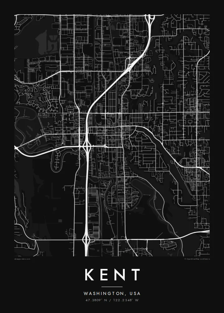Kent map poster — Noir