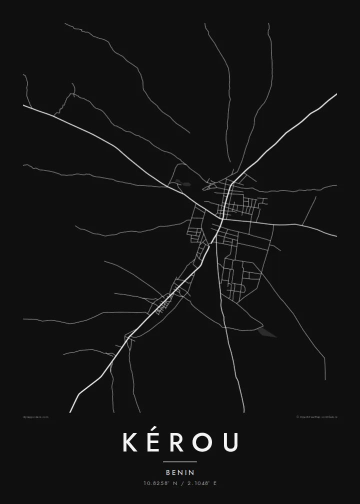 Kérou map poster — Noir style