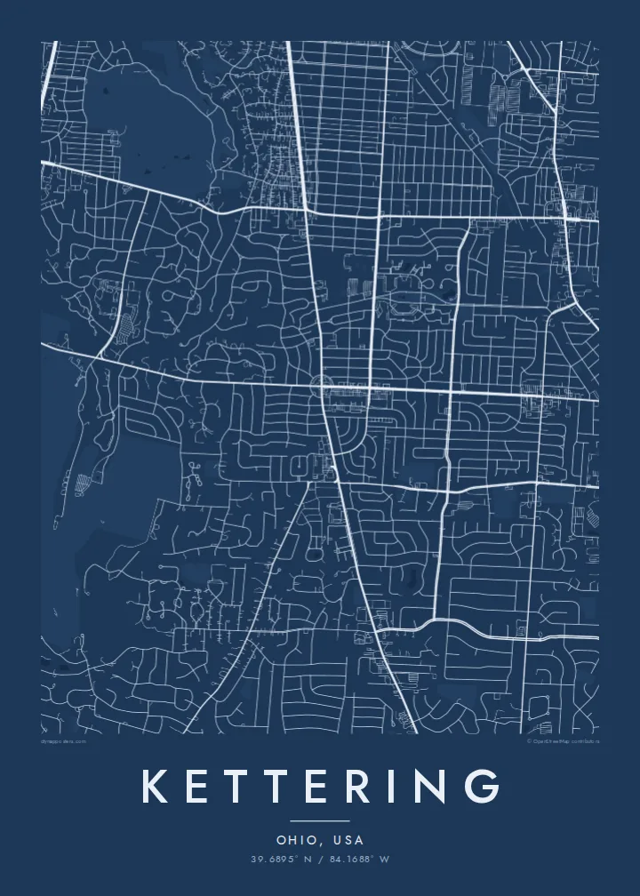 Kettering map poster — Blueprint