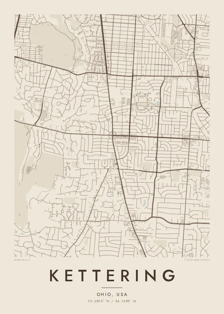 Kettering map poster — Sand
