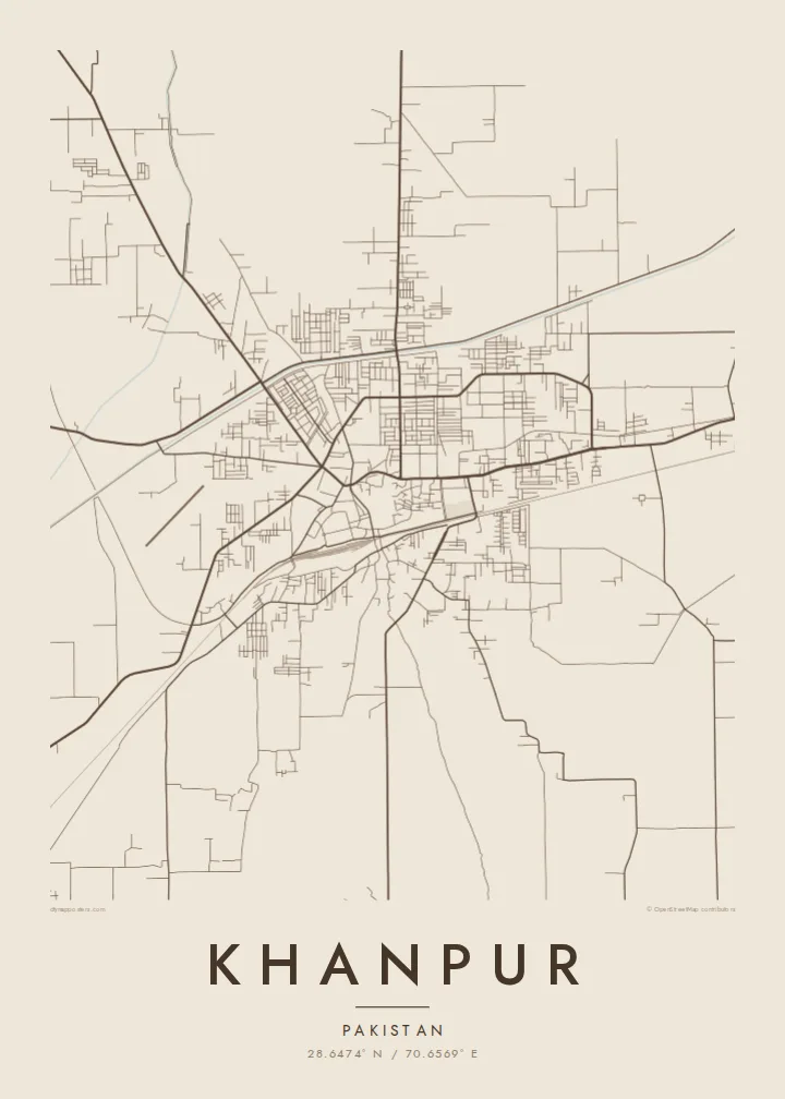 Khanpur map poster — Sand style