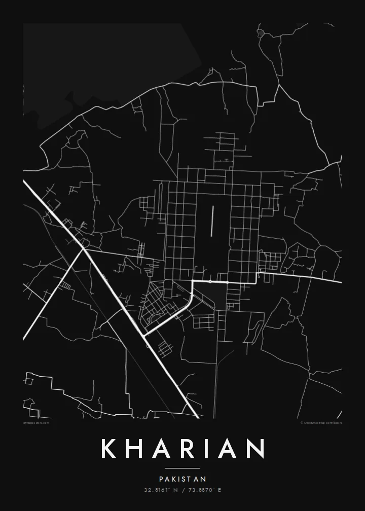 Kharian map poster — Noir