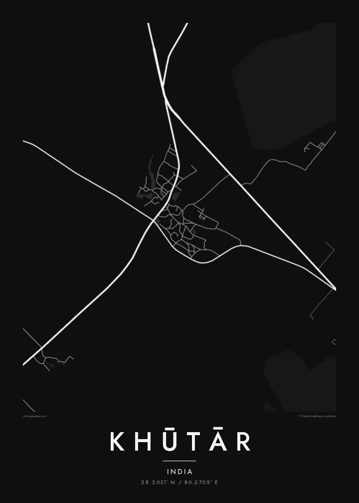 Khūtār map poster — Noir
