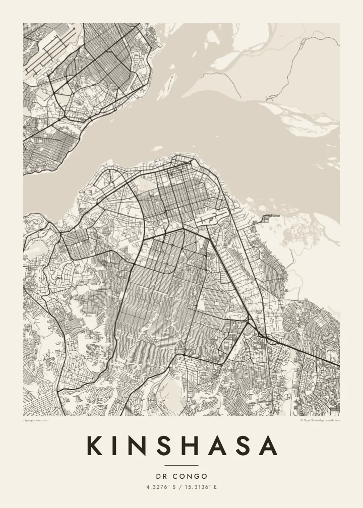 Kinshasa map poster — Paper
