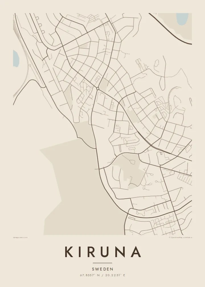 Kiruna map poster — Sand