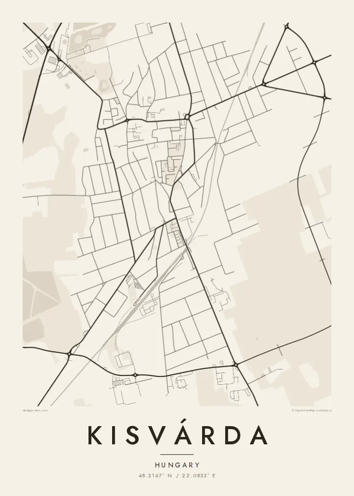 Kisvárda map poster — Paper style