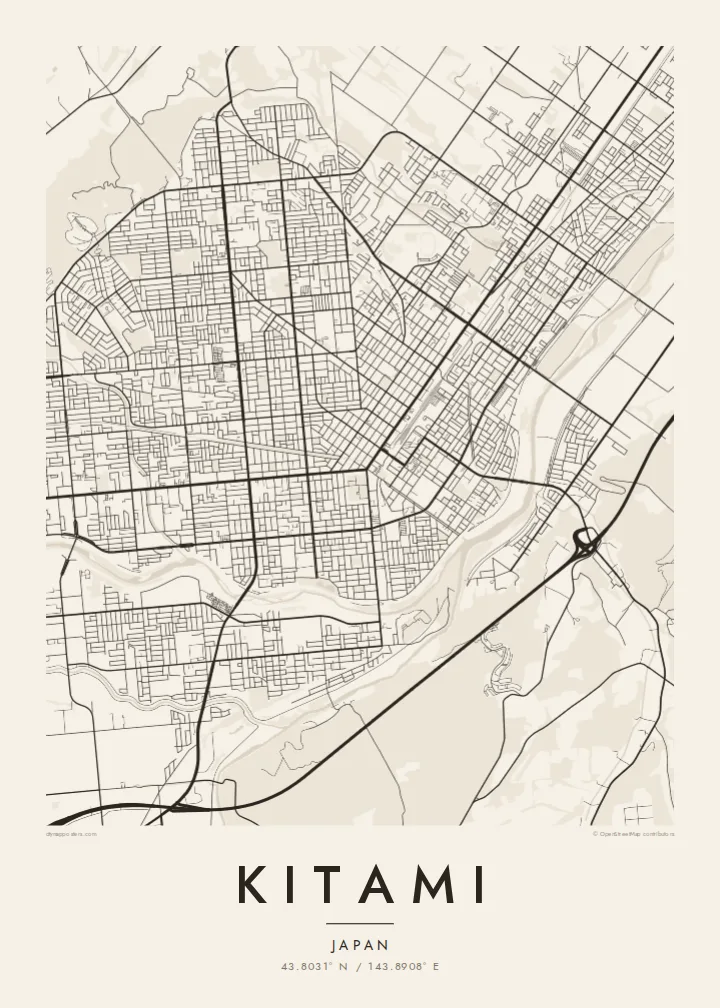 Kitami map poster — Paper style