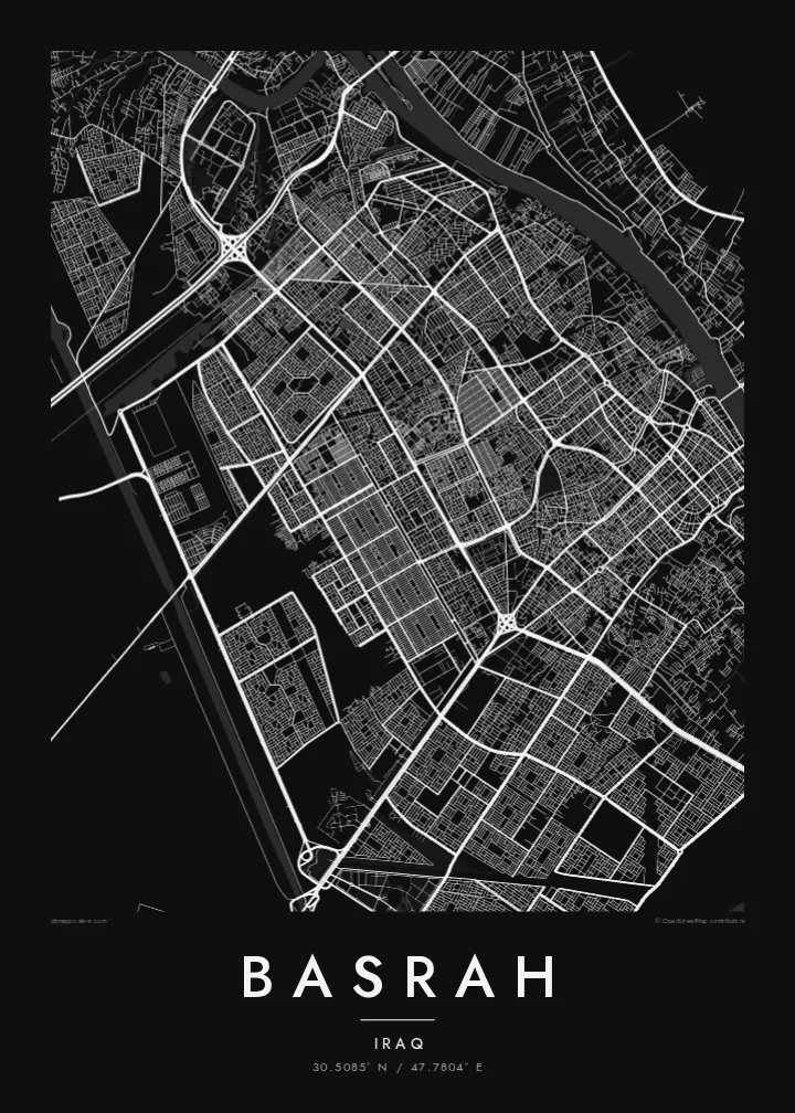 바스라 지도 포스터 — Noir