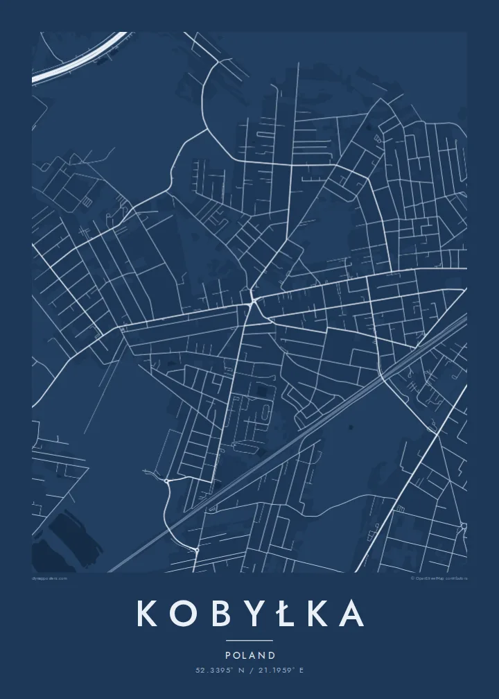 Kobyłka map poster — Blueprint style