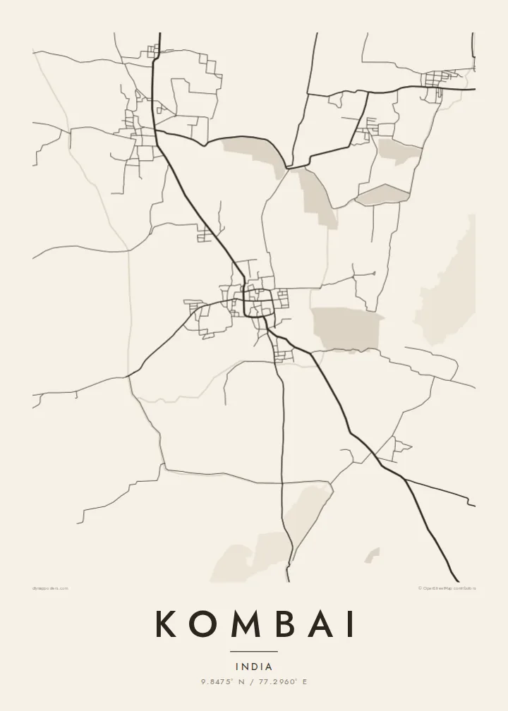 Kombai map poster — Paper style