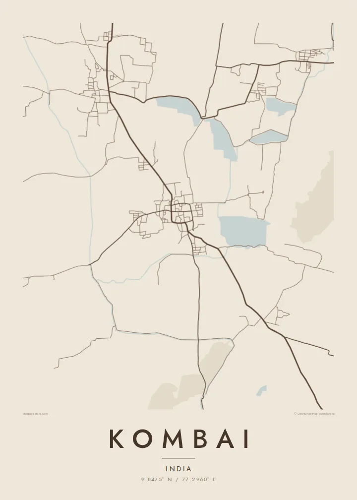Kombai map poster — Sand style