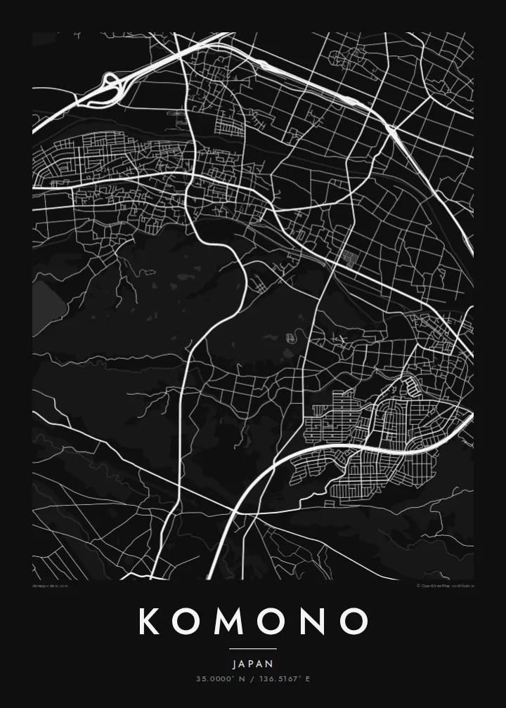 Komono map poster — Noir style