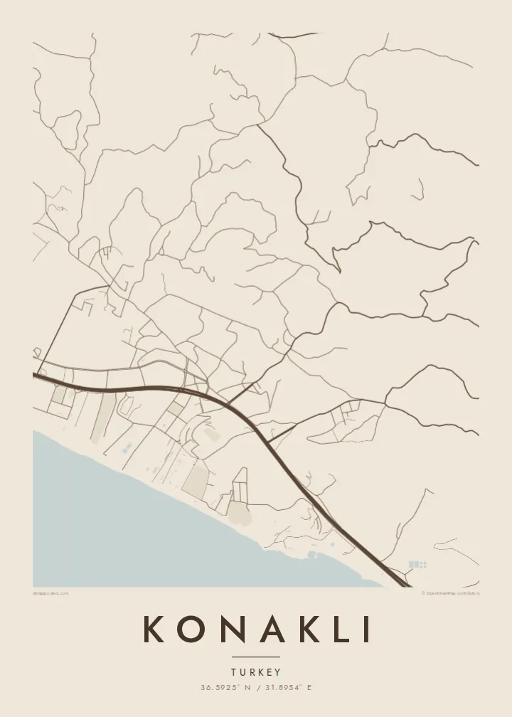Konaklı map poster — Sand