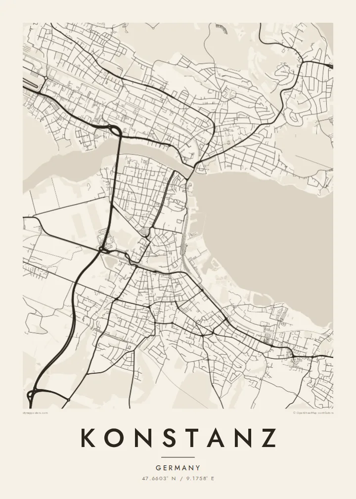 Konstanz map poster — Paper style