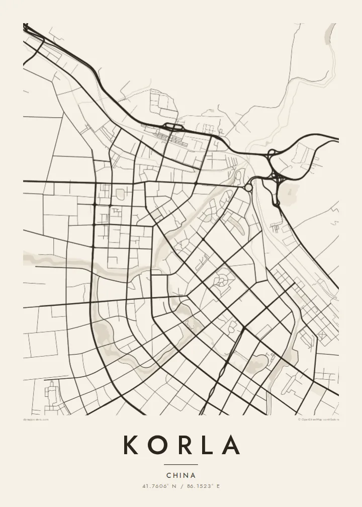 Korla map poster — Paper style