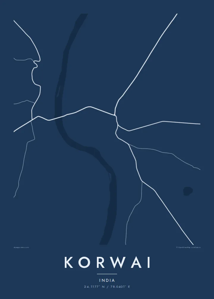 Korwai map poster — Blueprint style