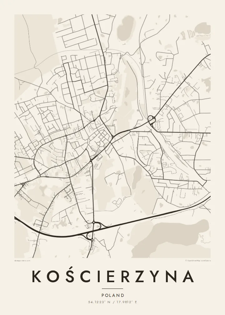 Kościerzyna map poster — Paper