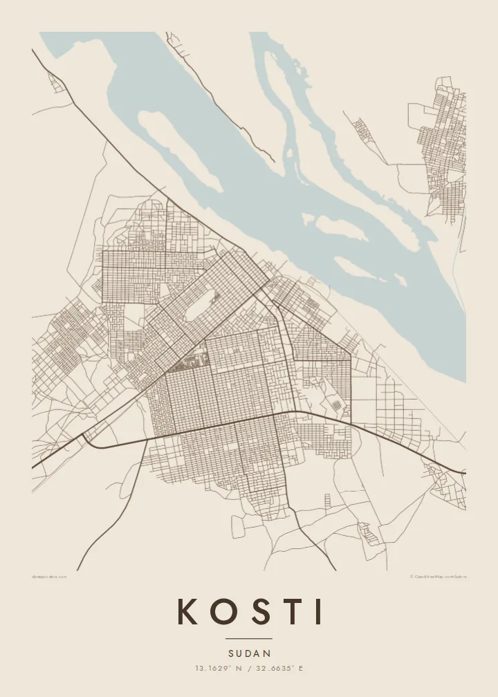 Kosti map poster — Sand