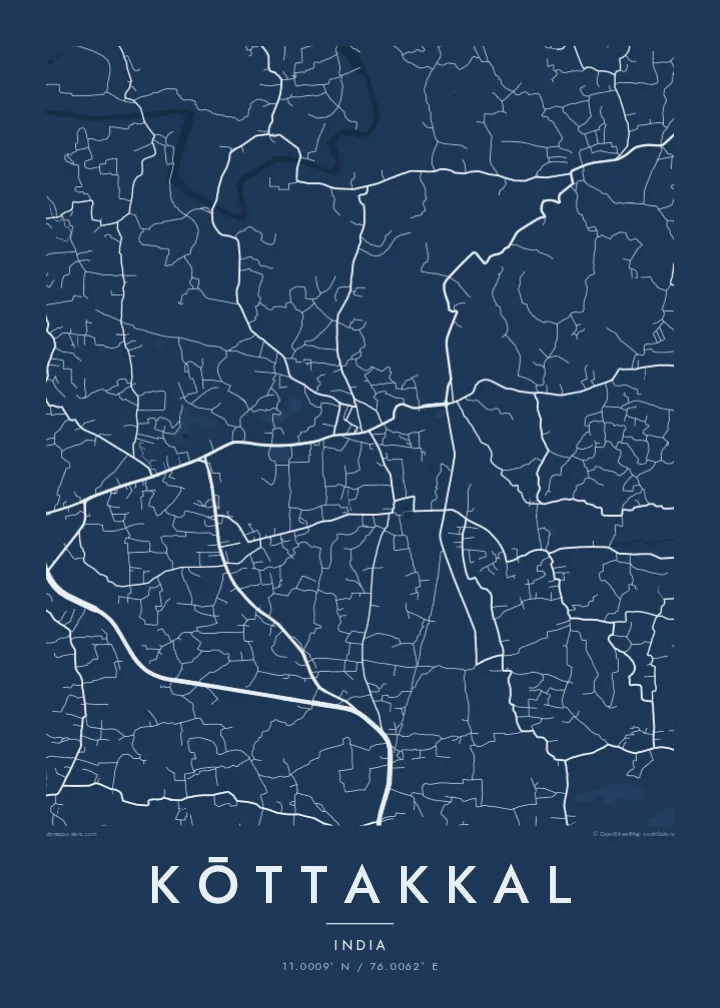 Kōttakkal map poster — Blueprint style