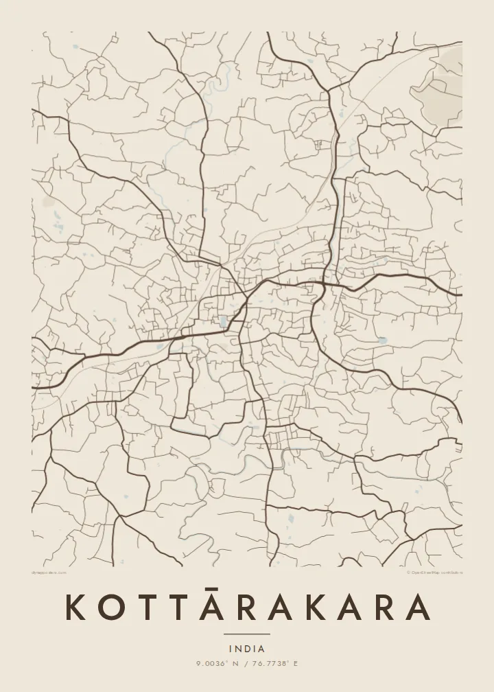 Kottārakara map poster — Sand