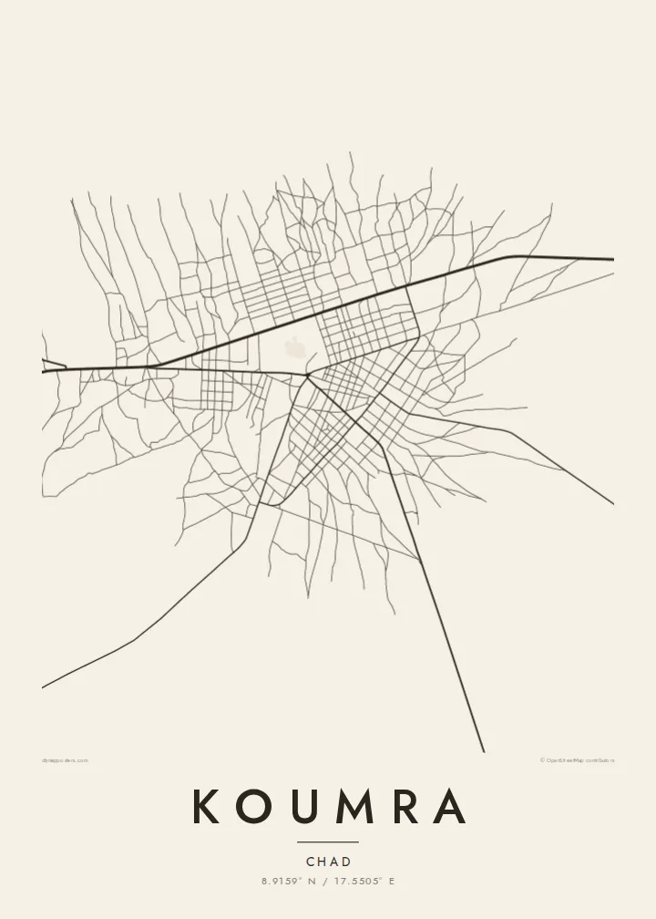 Koumra map poster — Paper