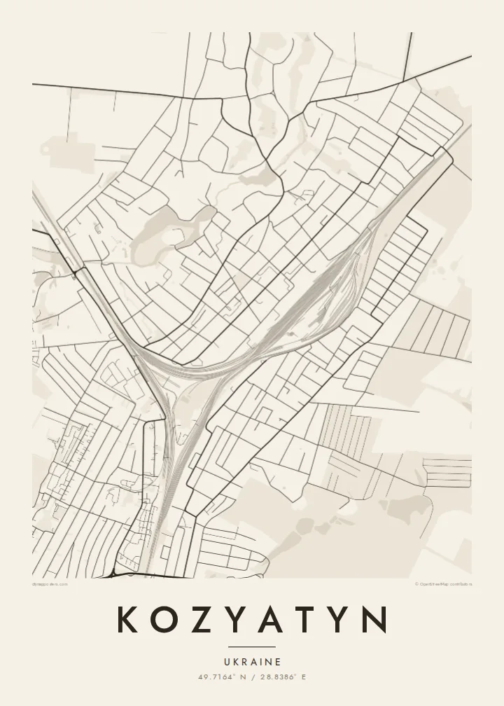 Kozyatyn map poster — Paper