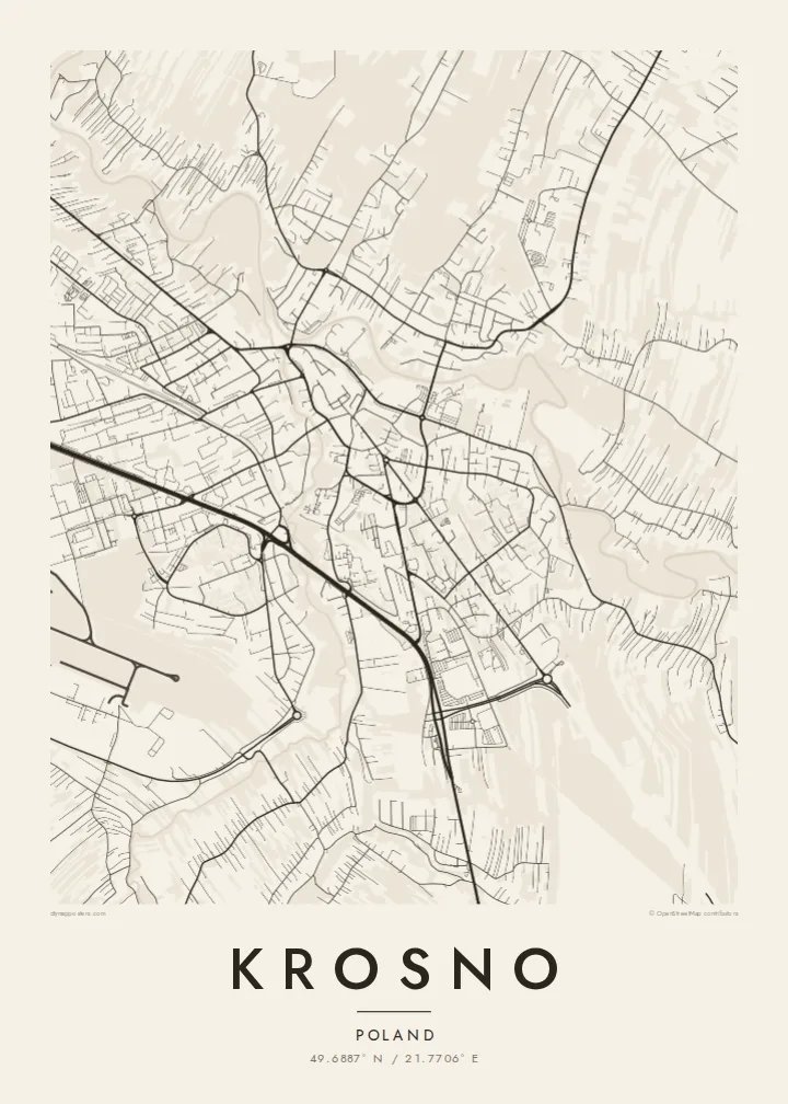 Krosno map poster — Paper style