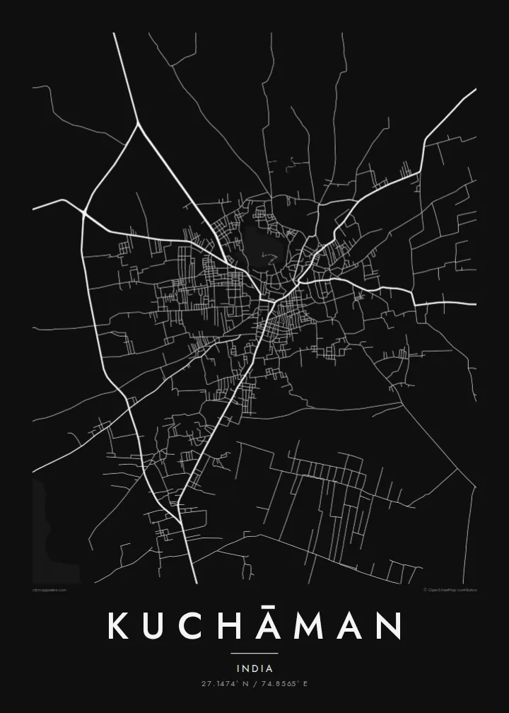 Kuchāman map poster — Noir