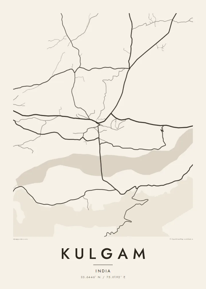Kulgam map poster — Paper