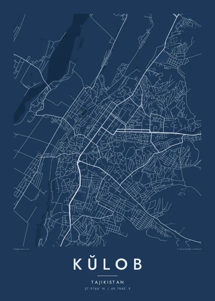 Kŭlob map poster — Blueprint style