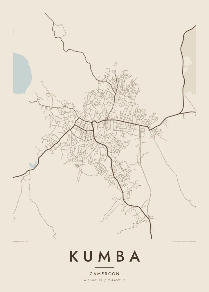 Kumba map poster — Sand