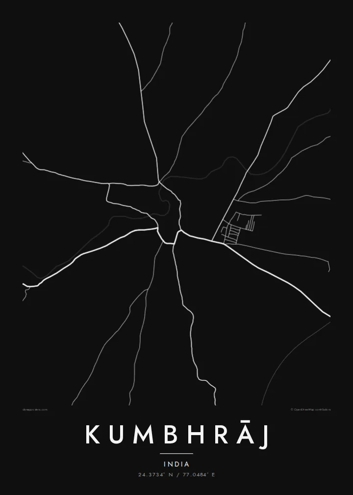 Kumbhrāj map poster — Noir style